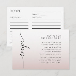 Minimal Pink Ombré Recipe Bridal Shower Informatiekaartje