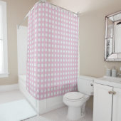 Minimal Pink Plaid Curtain Modern Bath Style Douchegordijn (In situ)