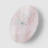 Minimal Pink Rose Abstract Sparkly White Pastel Ronde Klok (Hoek)