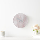 Minimal Pink Rose Abstract Sparkly White Pastel Ronde Klok (Huis)