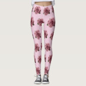Minimal Pink Rose Design Pattern Leggings (Voorkant)