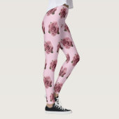 Minimal Pink Rose Design Pattern Leggings (Rechts)