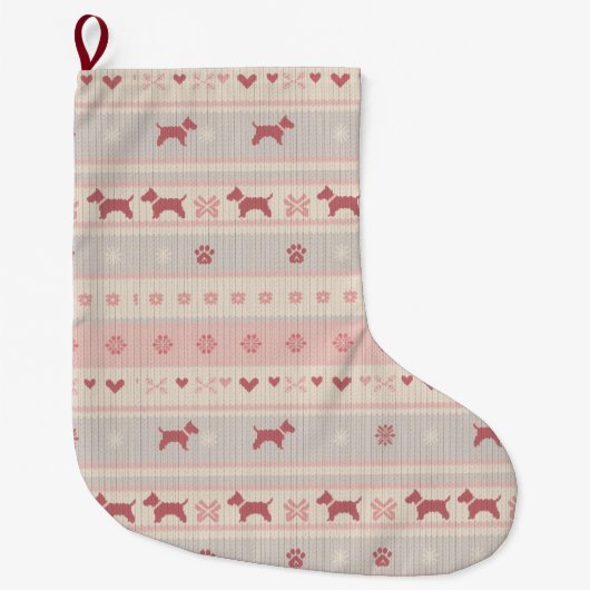 Minimal Pink Scandinavian Dog Stocking | Nordic Grote Kerstsok (Voorkant)