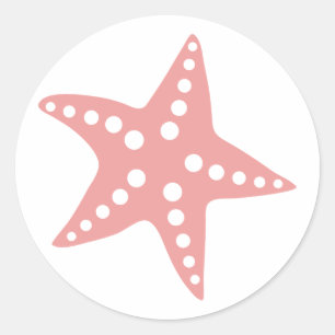 Minimal Pink Starfish Sticker, strandthema Ronde Sticker