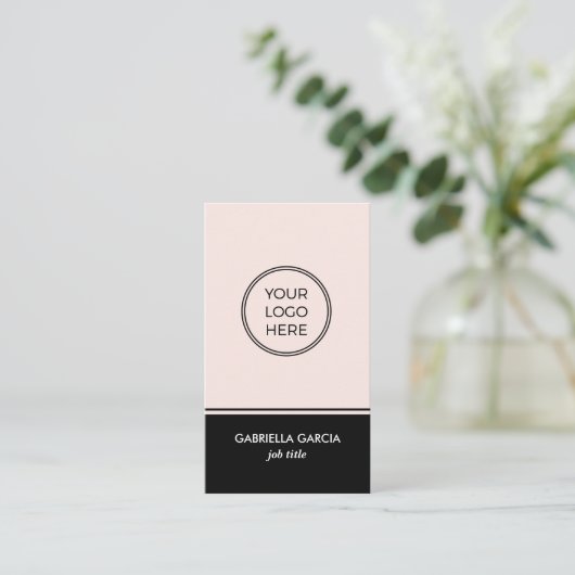 Minimal Pink Your Logo QR Code Visitekaartje (Staand voorkant)