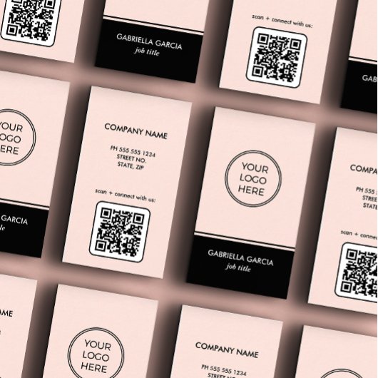 Minimal Pink Your Logo QR Code Visitekaartje