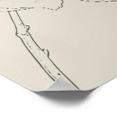 Minimal pioen Floral Line Art Black Cream Poster (Hoek)