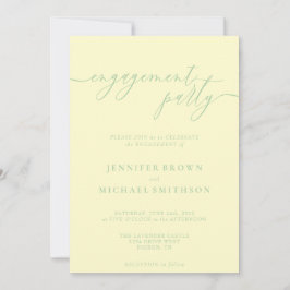 Minimal Pistachio & Cream Elegant Engagement Party Kaart