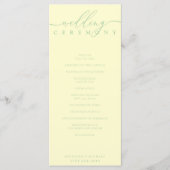 Minimal Pistachio & Cream Script Wedding Ceremony Programmakaart (Voorkant)