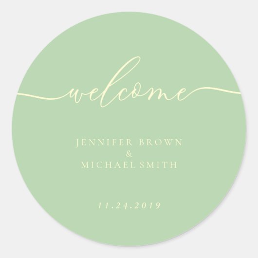 Minimal Pistachio & Cream Welcome Ronde Sticker (Voorkant)