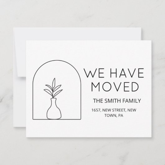 Minimal Plant Zwart nieuwe woning verhuizen aankon Aankondiging (Voorkant)