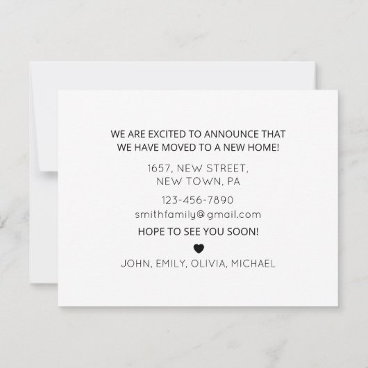 Minimal Plant Zwart nieuwe woning verhuizen aankon Aankondiging (Achterkant)