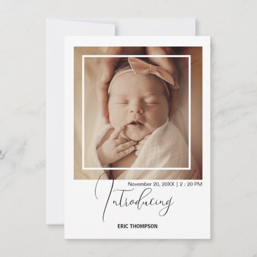 Minimal Polaroid Photo Frame Birth Announcement  Aankondiging (Voorkant)