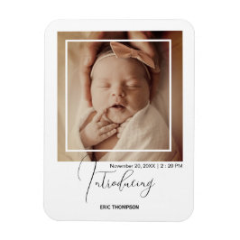 Minimal Polaroid Photo Frame Birth Announcement  Magneet