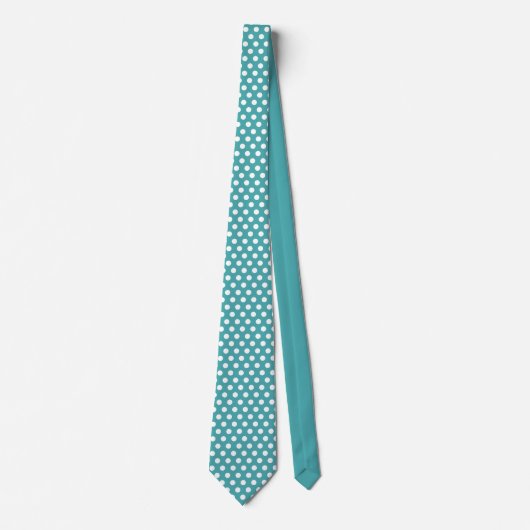 Minimal Polka Dots Pattern Blauwgroen Blauw en Wit Stropdas (Voorkant)