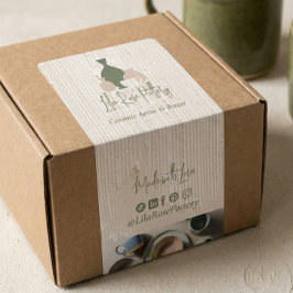 Minimal Pottery Ceramic Logo Business Box Wrap Etiket