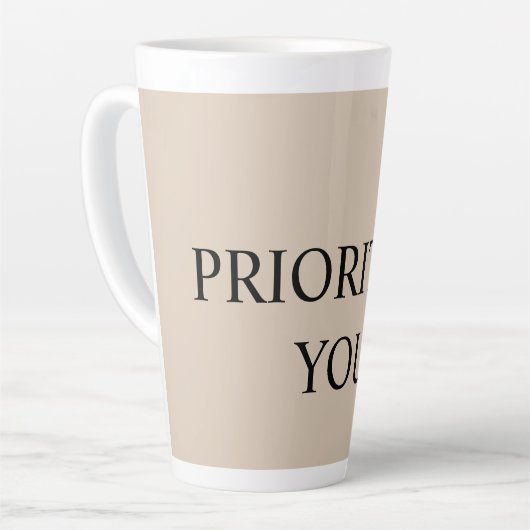 Minimal Prioritize You Quote Beige Latte Mok (Linkerhoek)