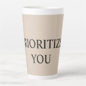 Minimal Prioritize You Quote Beige Latte Mok (Voorkant)