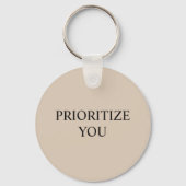 Minimal Prioritize You Quote Beige Sleutelhanger (Achterkant)