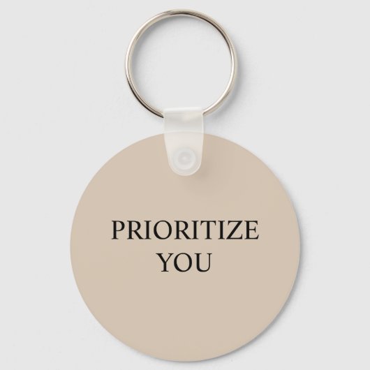 Minimal Prioritize You Quote Beige Sleutelhanger (Achterkant)