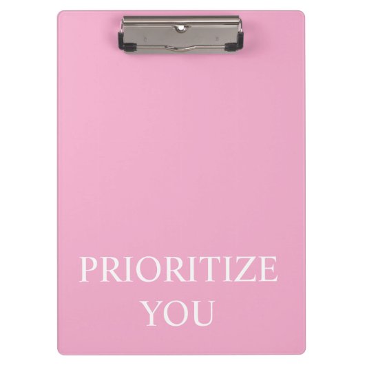 Minimal Prioritize You Quote Dusty Rose Pink Klembord (Voorkant)