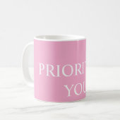 Minimal Prioritize You Quote Dusty Rose Pink Koffiemok (Voorkant links)