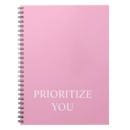 Minimal Prioritize You Quote Dusty Rose Pink Notitieboek (Voorkant)