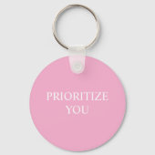 Minimal Prioritize You Quote Dusty Rose Pink Sleutelhanger (Achterkant)