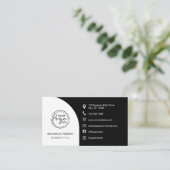 Minimal Professional Custom Logo QR Code Black Visitekaartje (Staand voorkant)