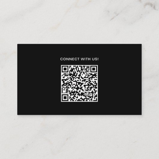 Minimal Professional Custom Logo QR Code Black Visitekaartje (Achterkant)