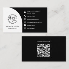 Minimal Professional Custom Logo QR Code Black Visitekaartje