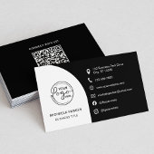 Minimal Professional Custom Logo QR Code Black Visitekaartje
