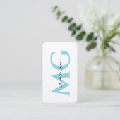 Minimal Professional Egg Blue Initialen Modern Visitekaartje (Staand voorkant)