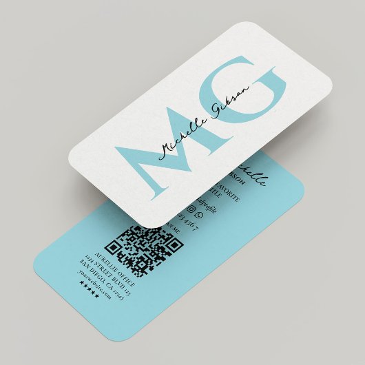Minimal Professional Egg Blue Initialen Modern Visitekaartje