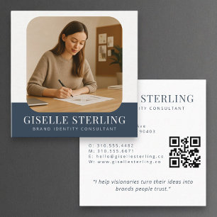 Minimal Professional Navy Blue Bedrijfsnaam Vierkante Visitekaartje