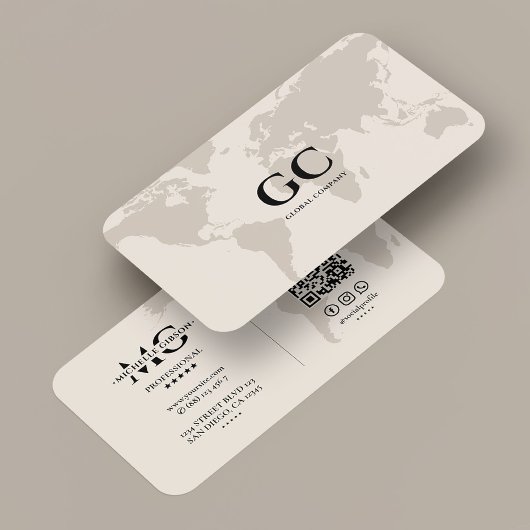 Minimal Professional Networking World Map Sand Visitekaartje
