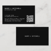 Minimal Professional QR Code Black Visitekaartje (Voorkant / Achterkant)