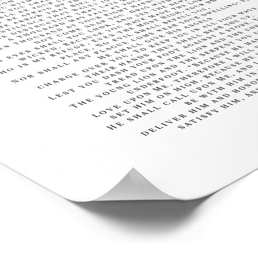 Minimal Psalm 91 Over My Family Christian  Poster (Hoek)