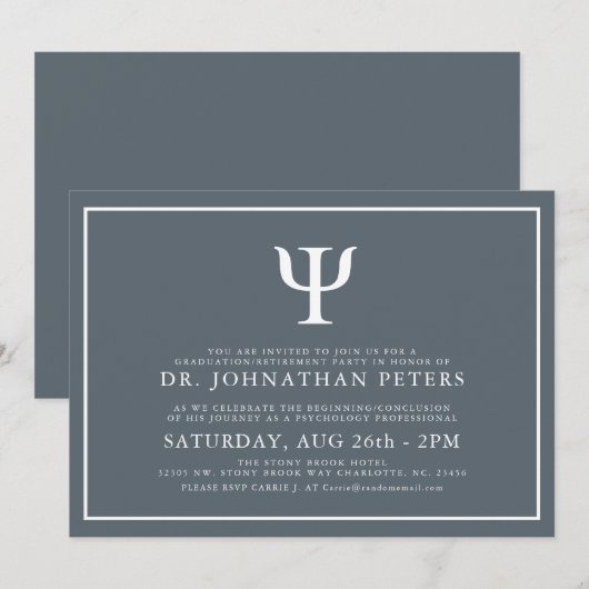 Minimal Psychologist Afstuderen|Uitnodiging voor p Kaart (Voorkant / Achterkant)