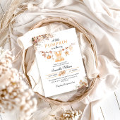 Minimal Pumpkin Girl Modern Herfst Baby shower Kaart