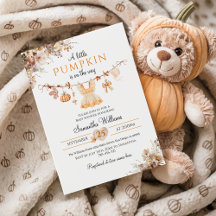 Minimal Pumpkin Girl Modern Herfst Baby shower