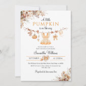 Minimal Pumpkin Girl Modern Herfst Baby shower Kaart (Voorkant)