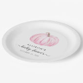 Minimal Pumpkin Waterverf Baby Girl Shower Papieren Bordje (Gekanteld)