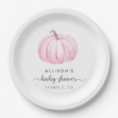Minimal Pumpkin Waterverf Baby Girl Shower Papieren Bordje (Voorkant)