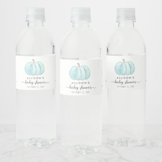 Minimal Pumpkin Waterverf Leuke Baby Jongensdouche Waterfles Etiket (Flessen)