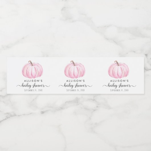 Minimal Pumpkin Waterverf Schattige Baby Girl Show Waterfles Etiket (Enkel label)