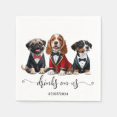 Minimal Puppies Trio Drinken op Amerikaanse honden Servet (Voorkant)