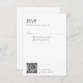 Minimal QR Code Mailing Wedding Details Modern RSVP Kaartje (Voorkant / Achterkant)