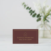 Minimal Real Estate Agent Burgundy House Photo Visitekaartje (Staand voorkant)