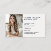 Minimal Real Estate Agent Navy Blue House Photo Visitekaartje (Achterkant)